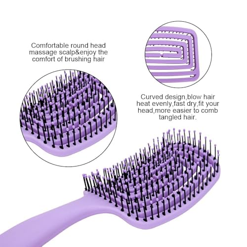 Image of 1 Pcs Ergonomic Curved Vented Hair Brush for Women Detangling Comb for Natural, Curly, Wet, Dry, Thick, Straight & Long Hair - Smooth Styling with Comfortable Grip & Easy to Clean Design
