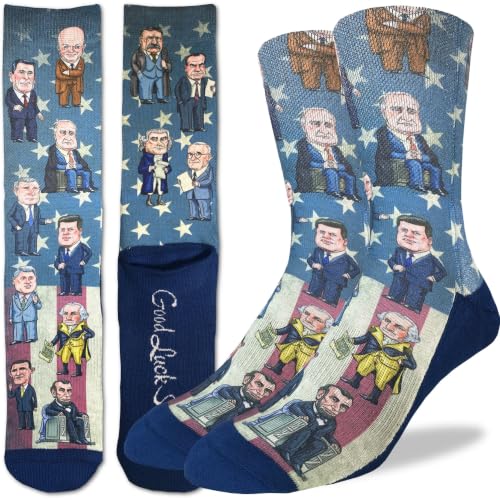 Good Luck Sock Men's Past Presidents of United States Socks, Adult, Shoe Size 8-13
