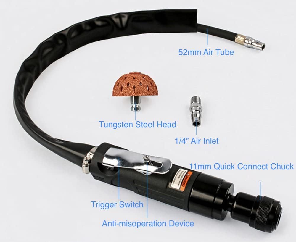 Low Speed Tire Repair Kit, 2500RPM Air Tire Buffer Tire Patch Kit, Pneumatic Tire Buffing Wheel, Grinding Cutting Deburring Polishing Machine, Cleaning Tool, Rear Exhaust, Tungsten Steel Head