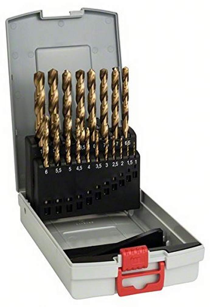 Bosch Profesional 19-częściowy zestaw wierteł do metalu HSS-TiN ProBox (powłoka tytanowa) 1-10 mm