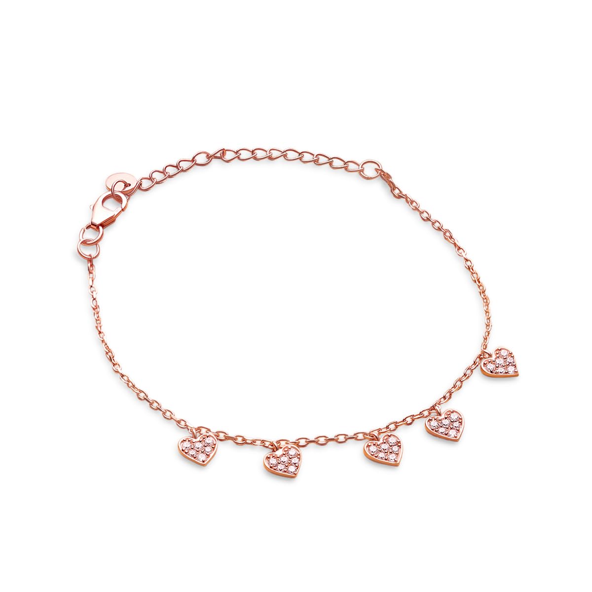 March by FableStreet 925 Sterling Silver 18K Rose Gold Plated Silver Dangling Hearts Bracelet| Gift for Women & Girls | Certificate of Authenticity and 925 Stamp (B0CSXJW75H) Amazon Price History, Amazon Price Tracker