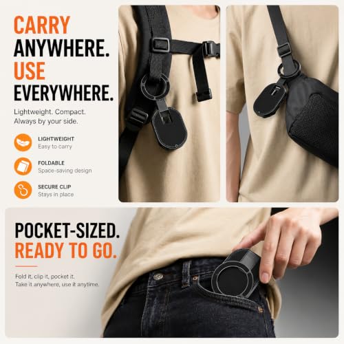 Image of Mizi 3-in-1 Magnetic Phone Holder for Mag Safe, 18 Suction Cup Phone Mount with Carabiner Clip, 360 Rotating & 180 Adjustable Stand, Compatible with iPhone 12-18 & All Phones with Metal Ring, Black