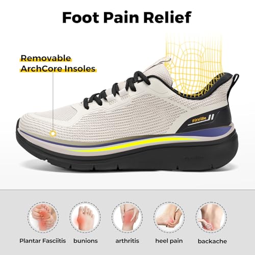 Image of FitVille Mens Walking Shoes Wide Width Lightweight Cushioned Workout Sneakers Pain Relief
