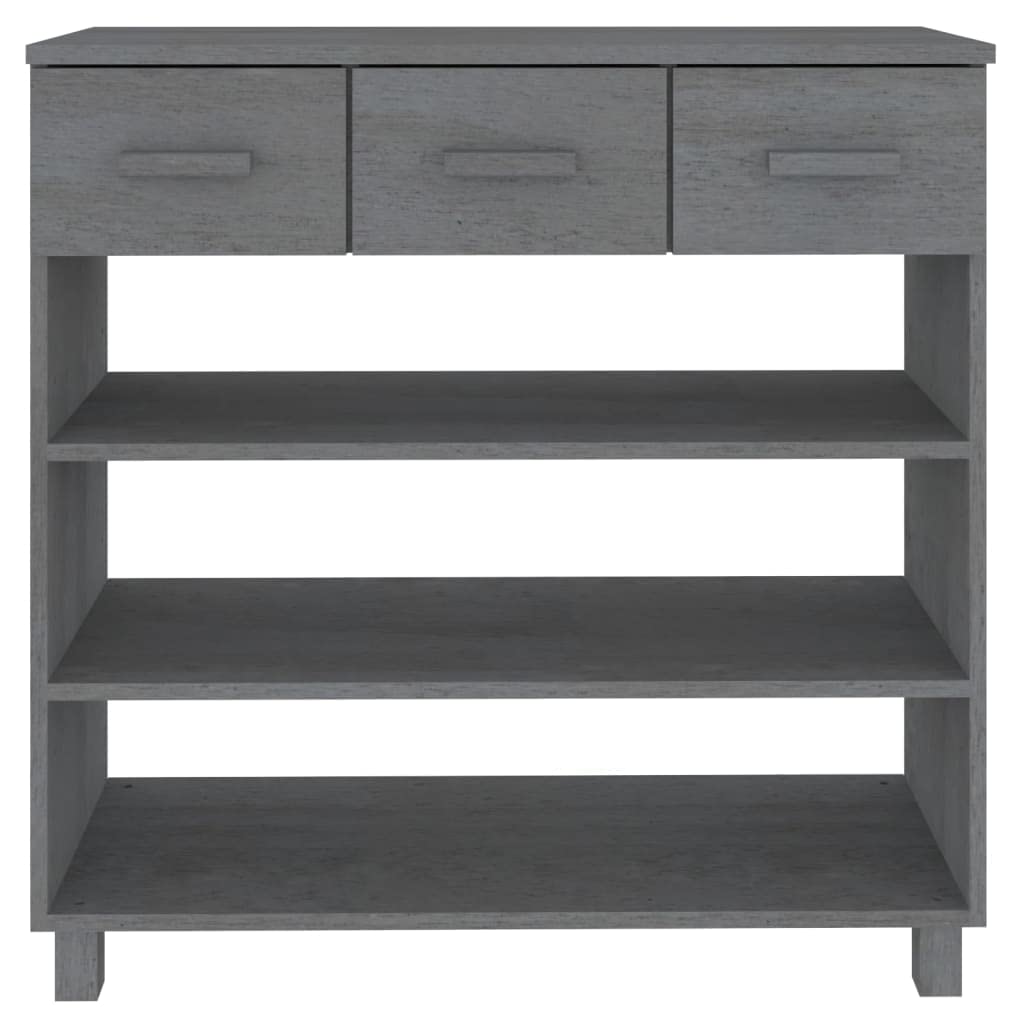 HAMAR - Mesa consola (90 x 35 x 90 cm, madera maciza de pino con 3 estantes y 3 cajones para almacenamiento, mesa auxiliar, mesa auxiliar, mesa auxiliar de madera robusta, para decoración y