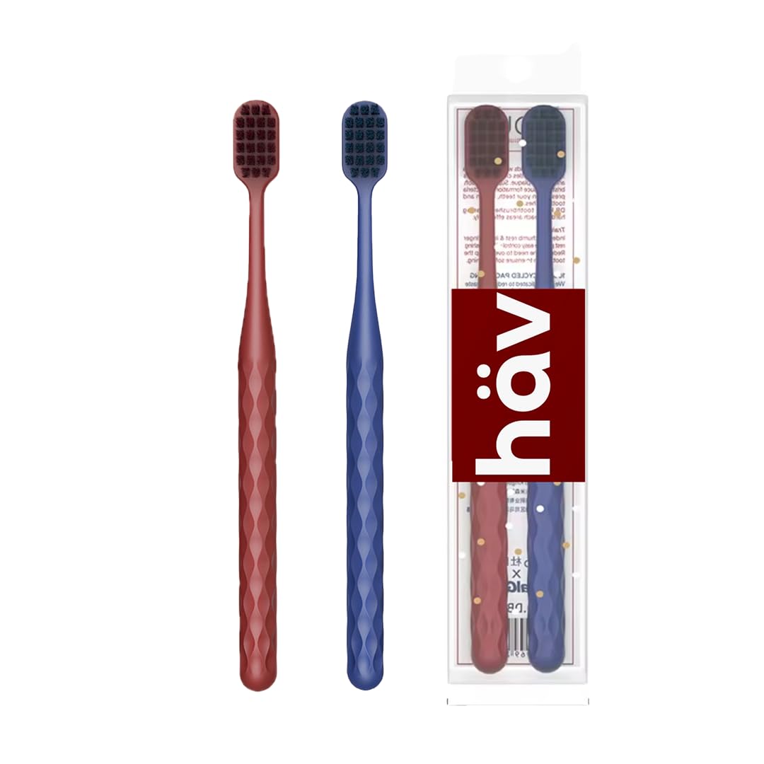 häv UltraSoft Toothbrush | 10,000 Charcoal Bristles | 0.01mm Tip | Gum Care & Anti-Cavity Brush (2 pcs)-image-6