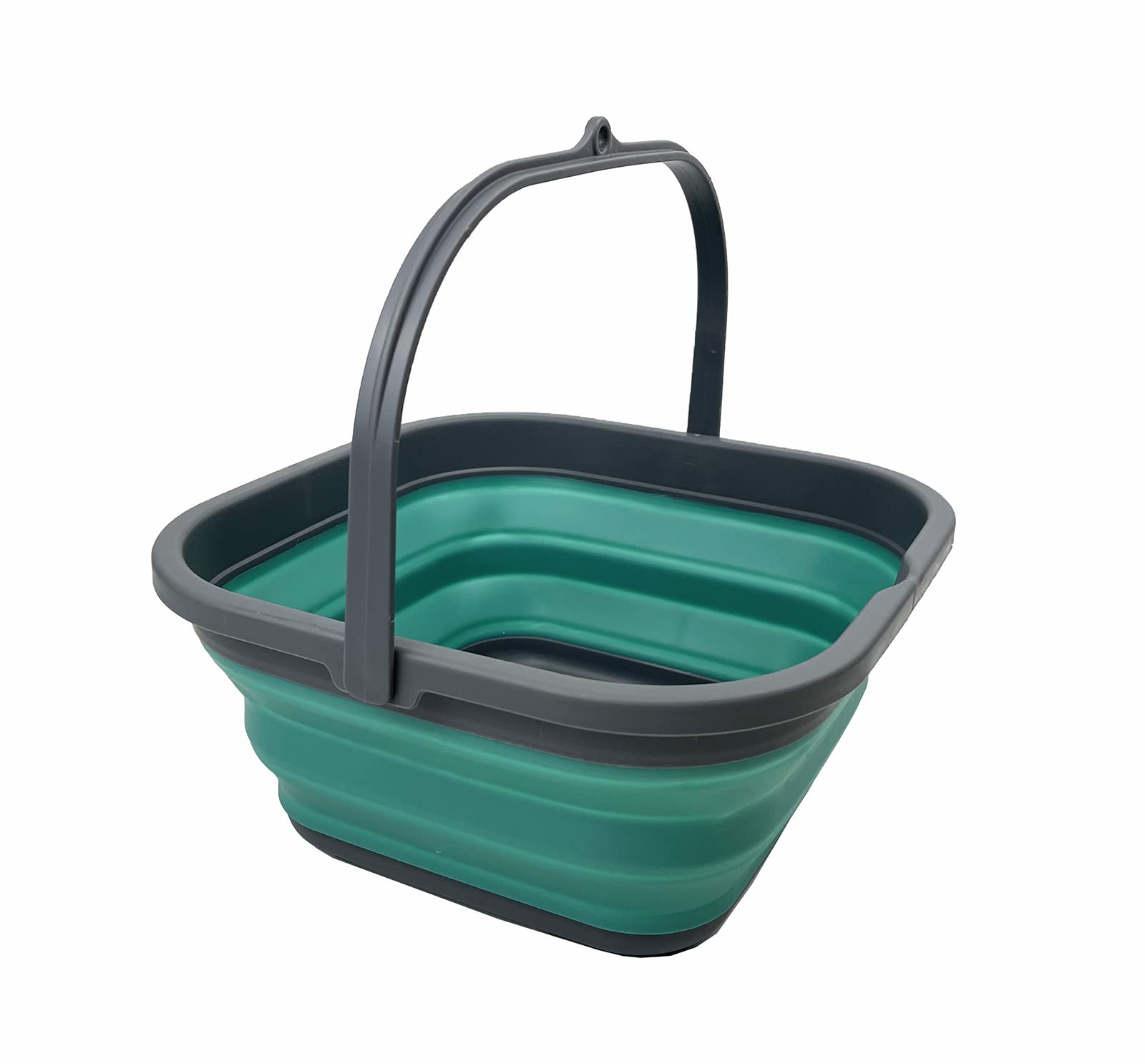 Sammart Grey/Turquoise Blue 5.5L Collapsible Square Handy Bucket/Foldable Squarewater Pail/Portable Tub With Handle. ()