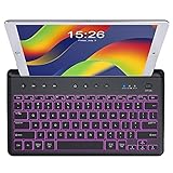 Wireless Bluetooth Keyboard for iPad, Rechargeable Tablet Keyboard with 3/Multi-Device Connection and 7-Color Backlit, Small Keyboard with 8 Multimedia Keys for iPhone, iOS, Android, Mac, and Windows
