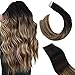 Ugeat 22inch Balayage Hair Extensions Tape in Skin Weft Remy Hair #1B/4/27 Off Black to Dark Brown and Caramel Blonde Tape in Extensions Human Hair Natural 20PCS 50g/Pack