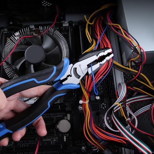 SPEEDWOX 8-Inch Multifunctional Tool Pliers Multipurpose Linesman Pliers with Wire Cutter and Crimper Serrated Jaws Screw Extractor Screw Removal Tool - Image 4