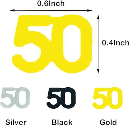 Miniatura 2 de Confeti metálico de cumpleaños y aniversario, confeti dorado y negro con números plateados para decoración de mesa (50)