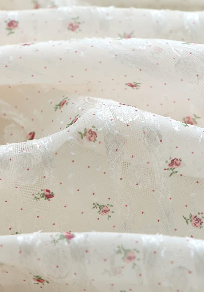 Tissus Couture Tissu en mousseline de soie translucide, 130cm, 0,5 ans/lot (non blanc), imprimé floral, Jacquard, dentelle brodée, tissu for couture robe, bricolage(2yards price)