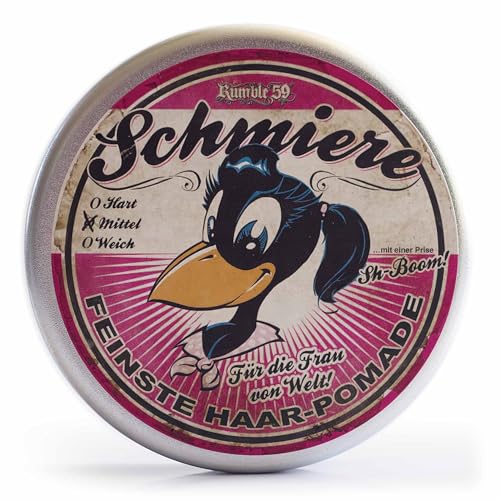 Rumble59 - Schmiere Pomade für Damen - Klassiker mit Erdbeerduft - 140 ml, mittlerer Halt - wachsbasierte Haar Pomade für normale bis dicke Haare - Hairstyling Made in Germany