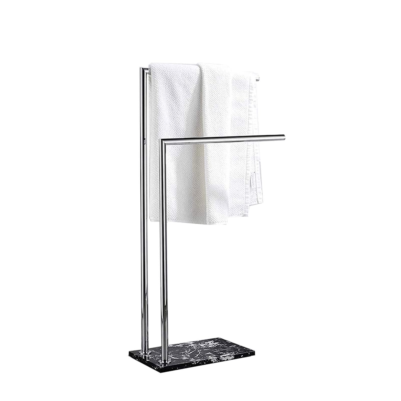 DKRAHRJJ Freestanding Double L Towel Rack,Floor Towel Holder Stand with Marble Base, Holds Hand Towels Washcloths,for Bathroom Hotel/Sier