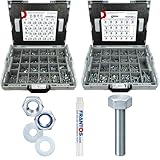 FRANTOS L-BOXX Schrauben Muttern Sortiment 8.090 tlg. (Stahl verzinkt) - Set aus DIN 933 Sechskantschrauben + Sechskantmuttern, Stoppmuttern & Unterlegscheiben