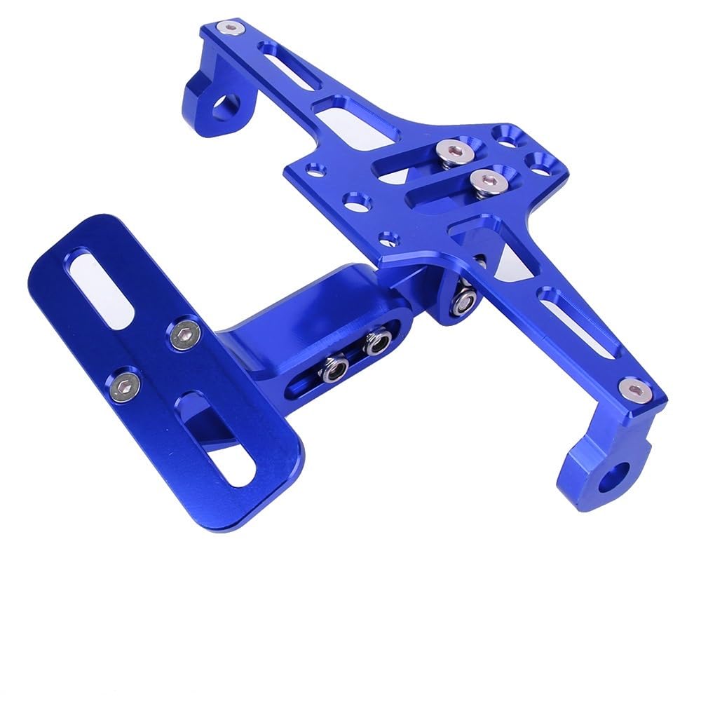 Kennzeichenhalter Motorrad Moto Accessories Halterung CNC-Aluminium verstellbar mit Rahmen for Motorrad-Nummernschildhalter Motorrad Kennzeichenhalter(Type A Blue)