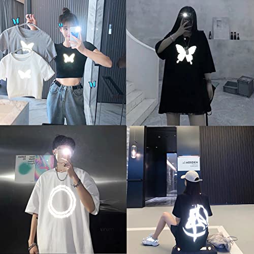Image of Reflective Heat Transfer Vinyl Silver Reflective HTV Vinyl Rolls Reflective Vinyl 12Inch x 5Feet Iron On Vinyl for T-Shirts DIY Design, Easy to Cut and Weed, Silhouette Cameo & Heat Press Machine