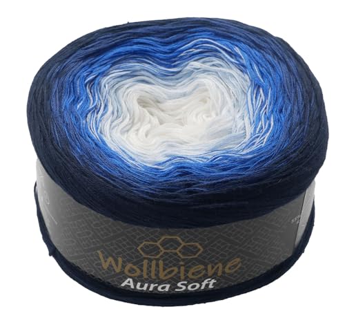 Wollbiene Aura Soft Farbverlaufsgarn 250g - 1000m - 4 Fädig gefacht Bobbel Strickwolle Häkeln Bobbel Wolle Farbverlauf,...