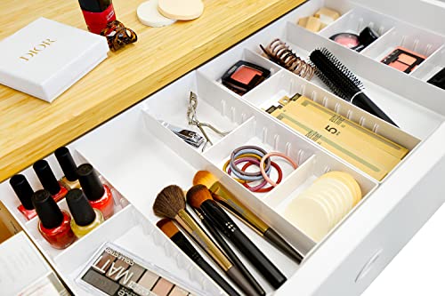 Caxxa 3 Slot Drawer Organizer With 4 Adjustable Dividers - Junk Drawer Storage For Makeup & Vanity, Office Desk Supplies And Accessories (White, 1 Pack) #TOP6