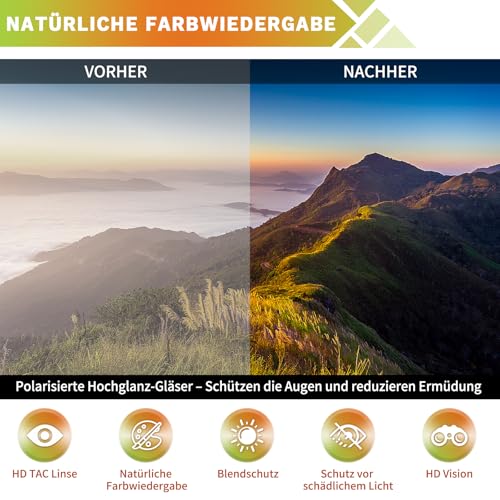 WAMIOKAGRO Schnelle Brille Herren Damen, Polarisiert Fahrradbrille Herren Laufbrille Damen, UV400 Sportbrille Fahrrad Brille Sport Sonnenbrille für MTB Rennrad Fahrrad Ski Laufen Rave Festival