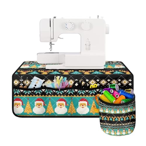 Eheartsgir Tribal Santa Claus Waterproof Sewing Machine Pad for Table Durable Fabric Overlocker Serger Scrap Trim Catcher and Pad for Home Indoor Christmas Decor
