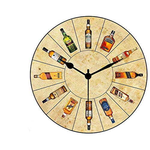 Image of Kartik Abstract Themed Wood Wall Clock (Beige, 11 x 11 inch)