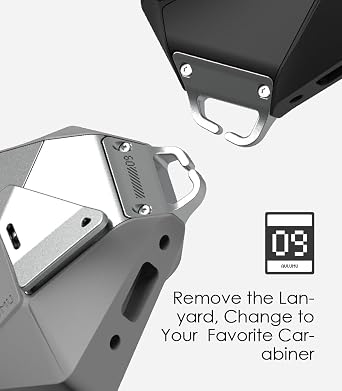 Aulumu A09 Geometric AirPods Pro 2 Case [2nd/1st Generation] with Lock | Protective Cover with Nylon Buckle | Alloy Armour | Compatible with Apple AirPods Pro(2023/2022/2019) - Gray