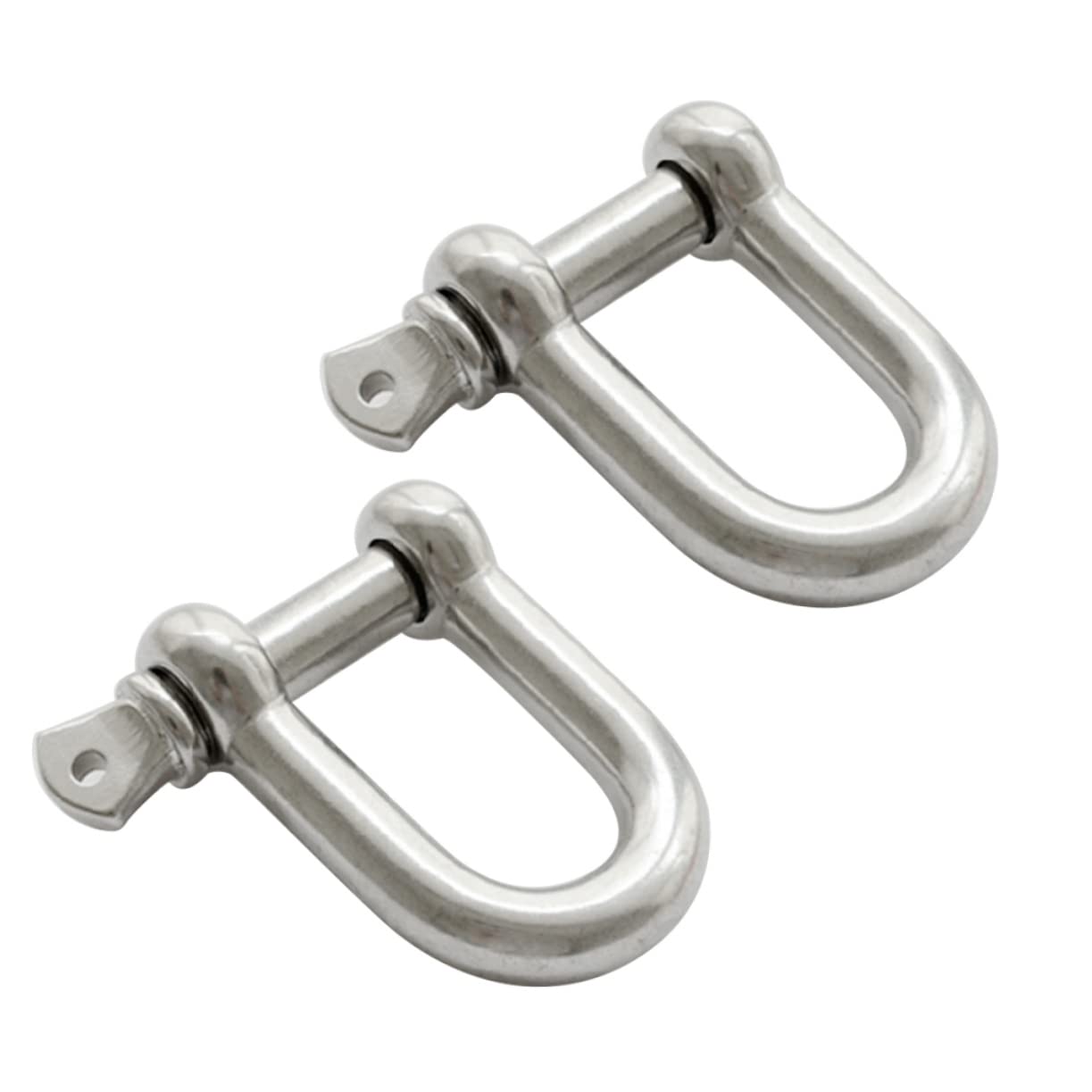 2Pcs M8 304 Stainless Steel D Shackle for Industrial Marine Use | Heavy Duty Construction, Corrosion Resistance, Silver Finish, Easy to Use, Suitable for Boat Rigging Tasks