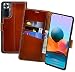 Produktbild Suncase Book-Style Hülle kompatibel mit Xiaomi Redmi Note 10 Pro Leder Tasche (Slim-Fit) Lederhülle Handytasche Schutzhülle Case mit 3 Kartenfächer in Burned-Cognac