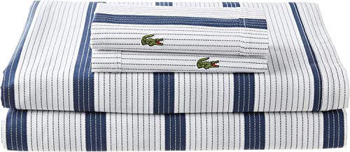 Image of Lacoste Archive Sheet Set, Queen, Zen Blue
