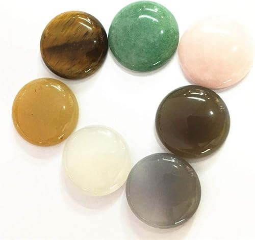 Miniatura 2 de Calvas Gazelle 12PC Cabujones de piedra natural Cuentas redondas de 0.984 in ojo de tigre Ágatas Malaquita Ópalo Cuentas de moda para la fabricación