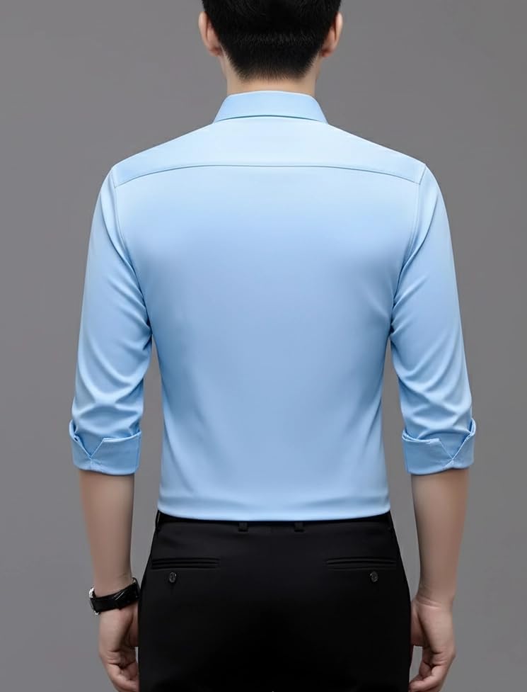 Image of IndoPrimo Men's Premium Satin Shirt for Party, Formal & Casual Wear - Stylish Designer Full Sleeve Shirt for Men