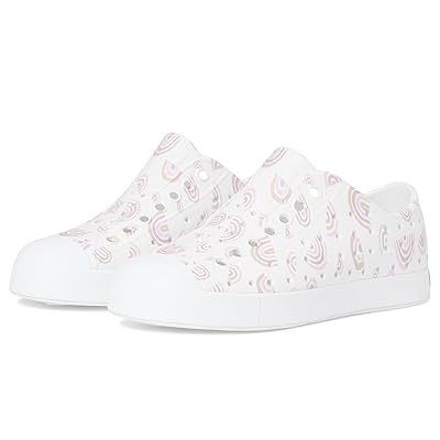 Native Shoes Kids Jefferson Print (Little Kid/Big Kid) Kids Shoes Shell White/Shell White/Barely Flax Rainbow