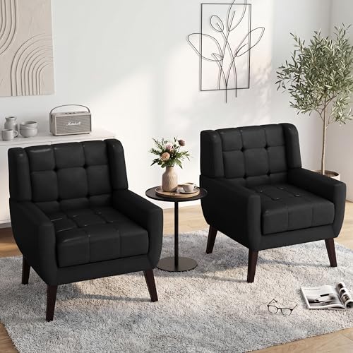 Sillón Clásico Negro de Cuero PU miniatura 3
