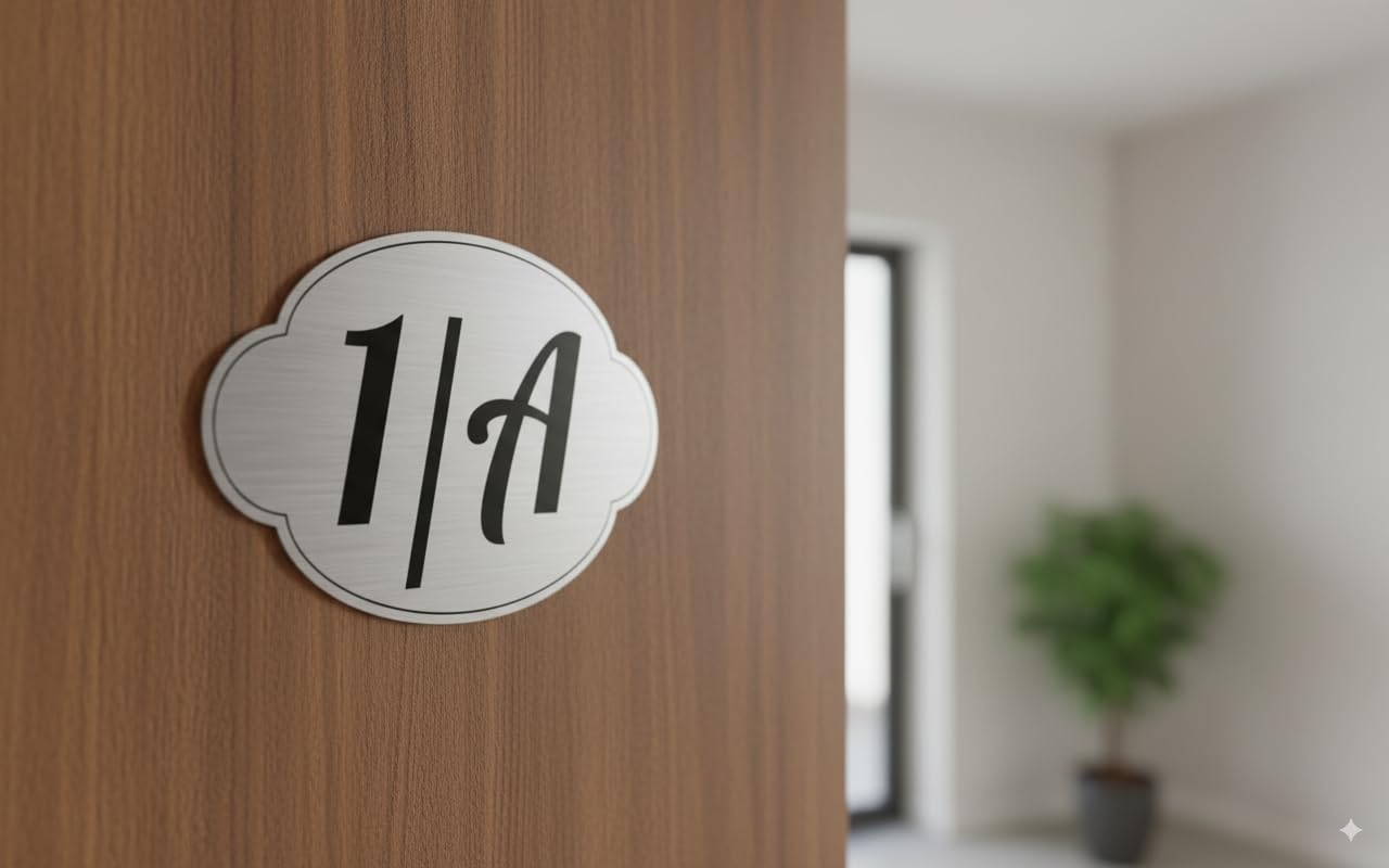 Targa Porta Ingresso Personalizzabile Argento Spazzolato - Nome, Indirizzo, Design a Scelta, Targhetta Fuoriporta Laser Incisa Laminato Plastico