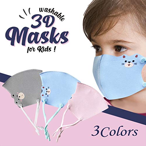 Kit 3 PCS Máscara Infantil Reutilizável- Máscara Infantil Proteção Lavável Face Shield para Menina e