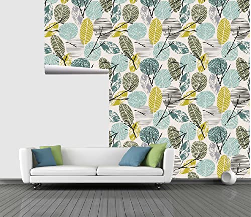 Image of CABANA HOMES Wall Stickers Botanical DIY Leaves Wallpaper for Home Decor (45 x 125 cm, 2 Rolls) (12 sq. ft) Decorative Self Adhesive Living Room Decal Bedroom, Grey