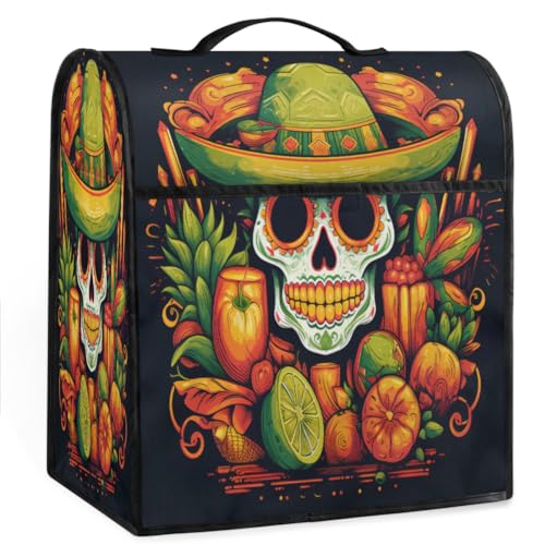 Coffee Maker Cover Mexico Sugar Skull Kitchen Appliance Covers Small Appliance Covers Blender Cover Juicer Cover Dust Covers for Kitchen Appliances with Top Handle and Pockets,Washable,B422