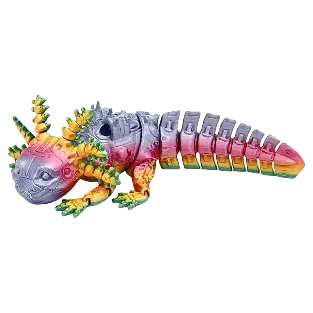 HTU 3D Printed Animals, Axolotl Toy, Stress Relief Desktop Figurine, Articulated 3D Printed Axolotl for Office Home