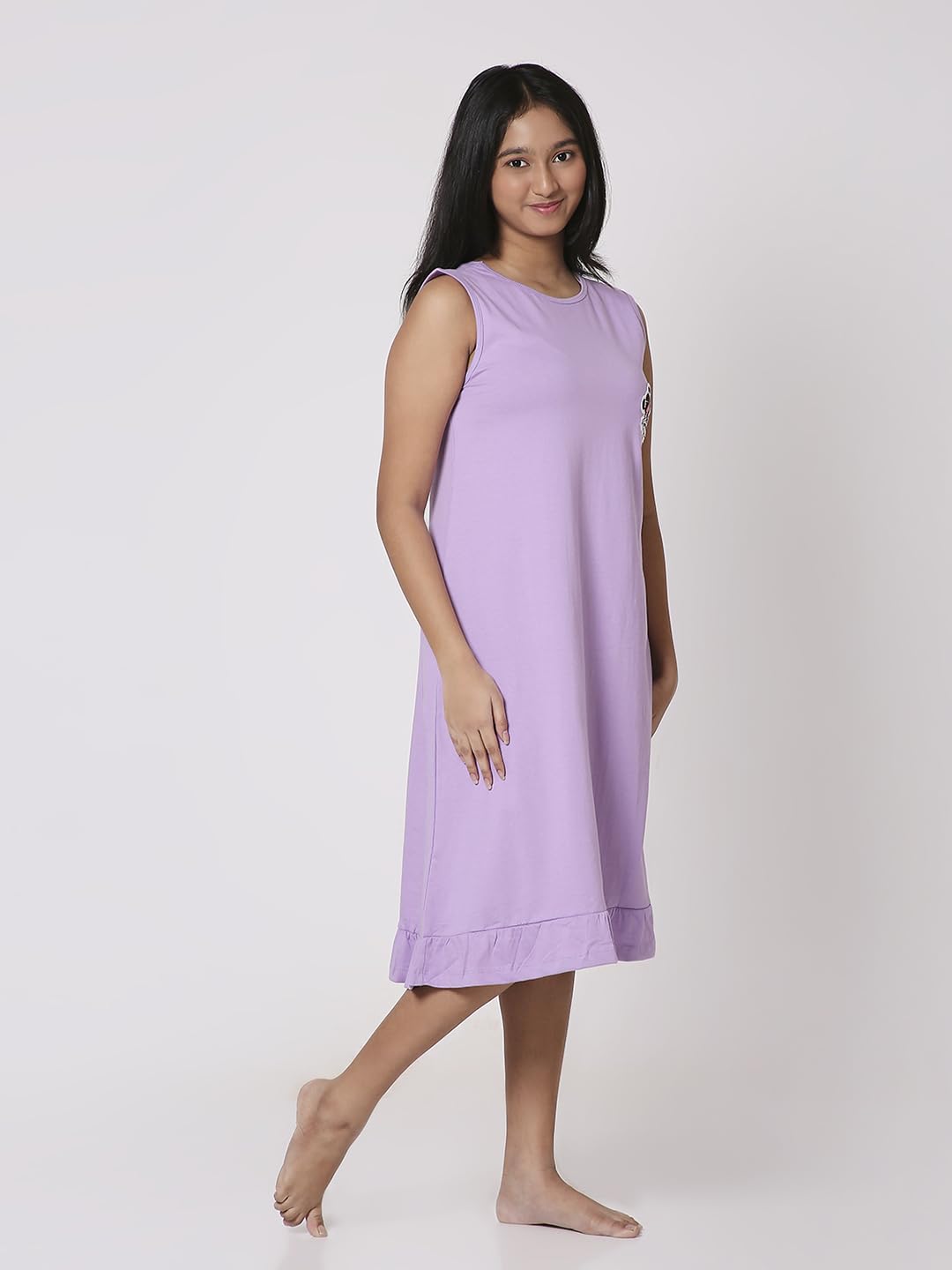 TotzTouch Premium Girls Night Dress | Night wear | Sleepwear Frock Cotton Age Baby Girl 1 Year to Teen Girls 15 Years (Pack of 1, 2 and 3) Non irritating Patch Embroidery Pink, Yellow, Purple - Image 2 thumbnail