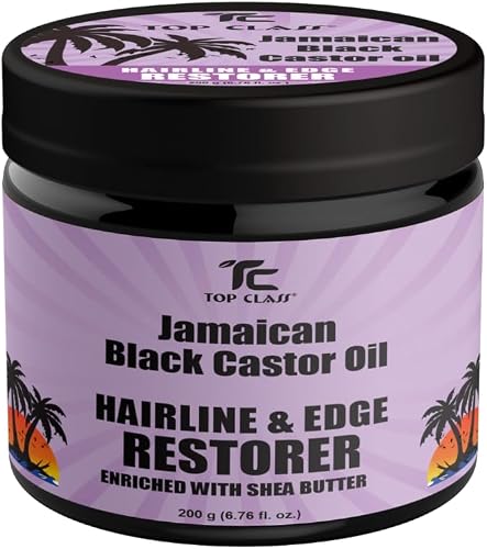 Top Class Jamaican Black Castor Oil Hairline & Edge Restorer, 200g | Enriched with Shea Butter, Promotes Hair Growth, Reduces Receding Hairline, Fenugreek & Peppermint, Nourishes Damaged Hair