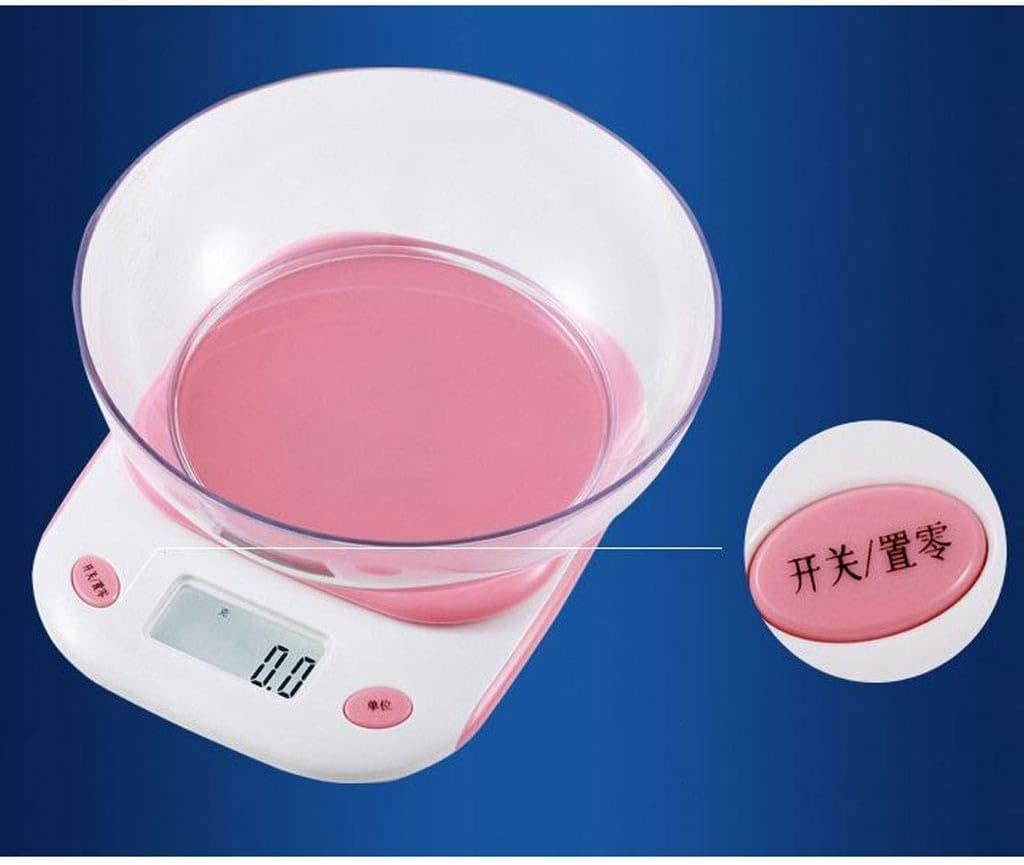 Elektronische Küchenwaage tragbar Mini elektronische Wiegefunktion 3 kg Digitale Küchenwaage mit LCD-Anzeige Tara-Funktion zum präzisen Wiegen rosa,