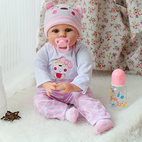 Reborn Baby Dolls 22 inch Realistic Newborn Baby Dolls - Lifelike Weighted Soft Silicone Doll Girls with Doll Clothes & Accessories for Age 3+