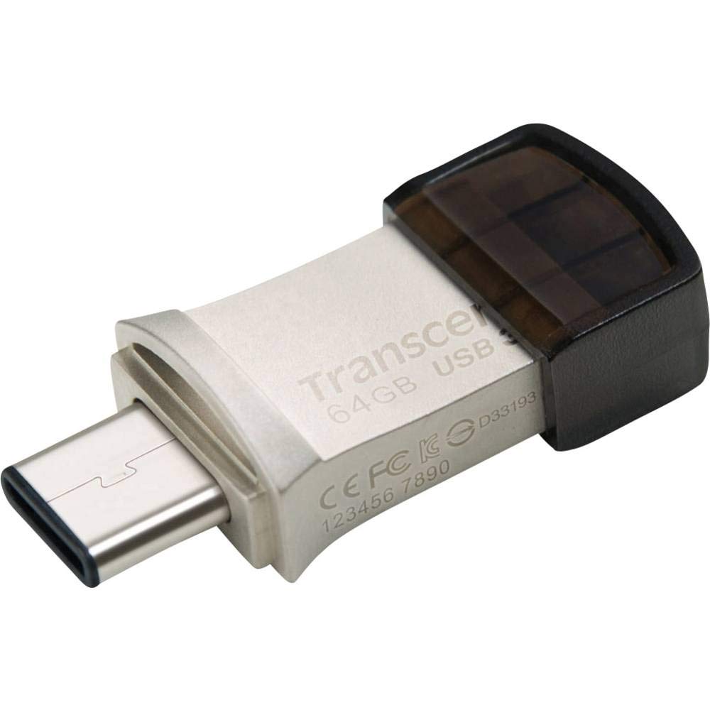 Transcend JetFlash 890 64GB USB Type-C / USB 3.1 Gen 1 Pennetta a Doppio Connettore USB OTG per Android TS64GJF890S