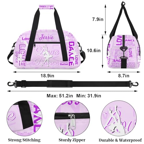 Purple-Dance-Bag Custom-Girls-Duffel-Bag Ballet-Bag for Dancer Small Gym Bags with Name Girls-Dancing-Bag with Name Overnight Bag Small Weekender Bag Travel Bag for Girls2