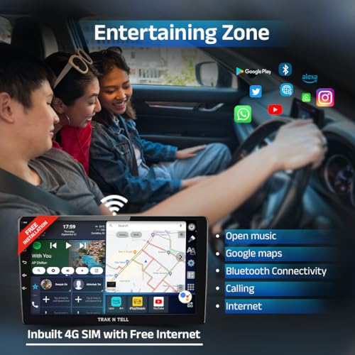 Image of iPlayStream Touch Screen 9 Inches Android Car Stereo 4GB RAM + 64GB ROM with Car Play, Inbuilt 4G SIM, Free Internet and Free Installation*