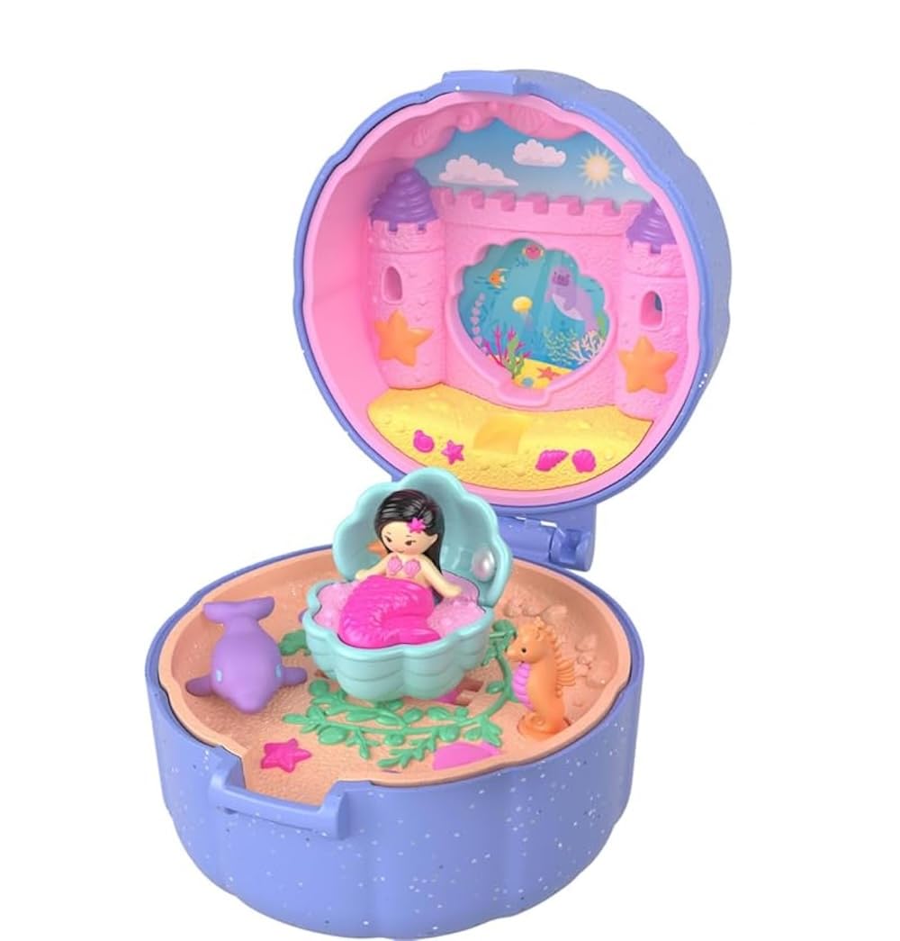 Polly Pocket Keepsake Collection Heritage Edition Mermaid Seashell Ring and Case Playset