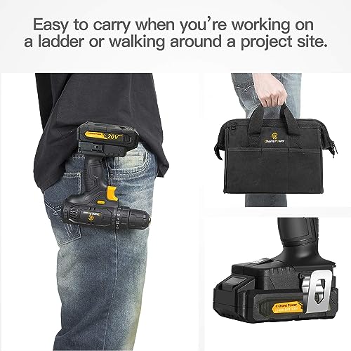 C P CHANTPOWER Cordless Drill Set, 20V Max Lithium-Ion Battery Powered Drill Driver Kit with 2 Variable Speeds, 16+1 Torque Setting, Tool Bag, Built-in LED for Drilling Wood, Soft Metal, Plastic