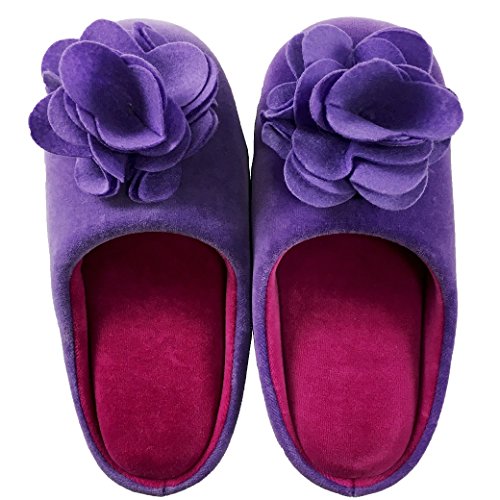 センコー S.D.S ローズ 薔薇モチーフ付き スリッパ バイオレット 約 24.5cm 花モチーフ 低反発底 75318