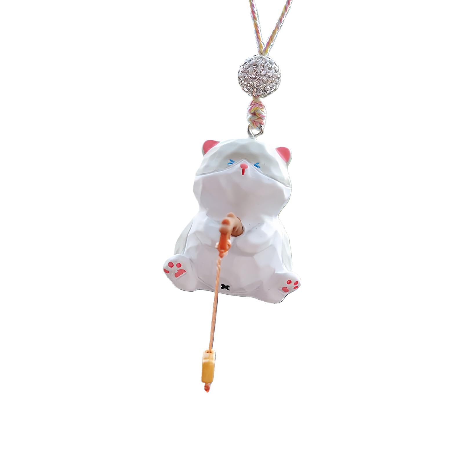 Cats Car Rear View Mirrour Pendant Hanging Ornament Car Decoration Funny Cars Interior Decors Women Men Fishing Cats Hanging Ornament