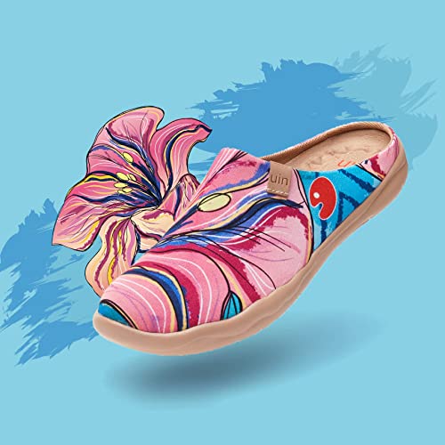 Image of UIN Slipper Woman Travel Art Painted Shoes Wide Toe Casual Home Slip On Mules Malaga